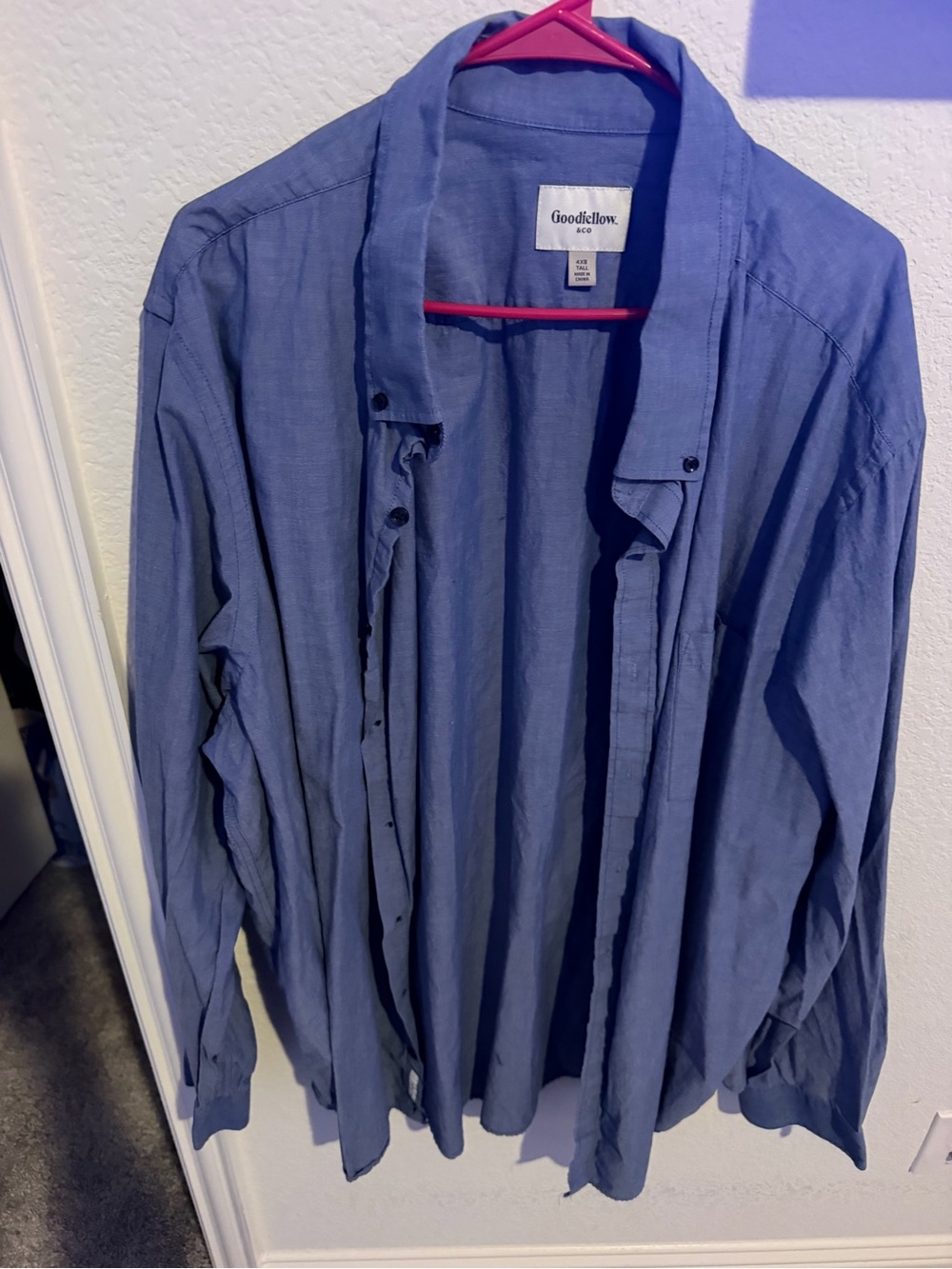 Big and Tall 4XB Goodfellow & Co Men's Blue Casual Button-Down Shirt
